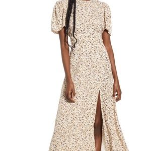 AFRM Jamie Print Open Back Short Sleeve Dress